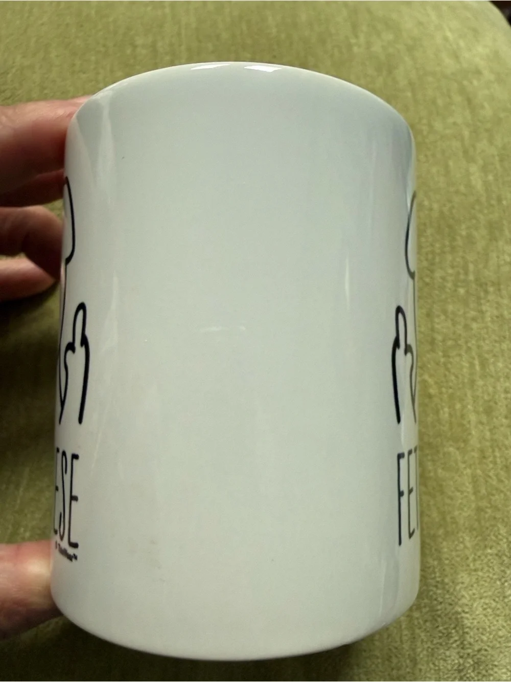 ThisWear “Fetch These” Mug; Cartoon Dog Giving the Finger.